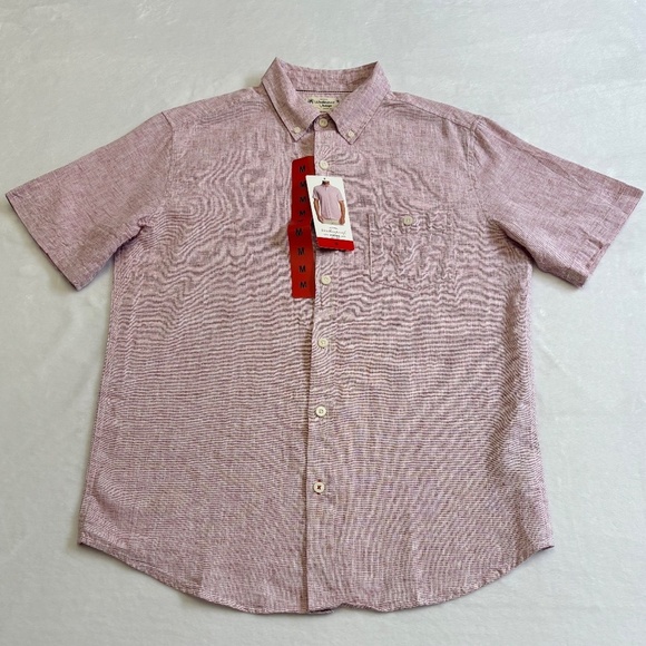 Weatherproof Vintage Linen/Cotton Short Sleeve Shirt, Light Red/Pink Medium NWT - Picture 7 of 15